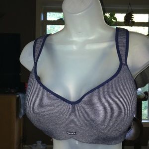 Nautica pinstriped navy and white supportive bra NWOT,40D